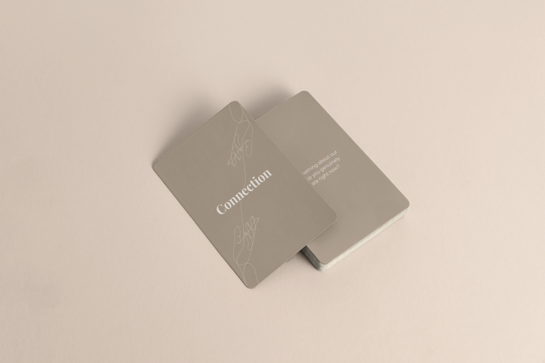 A stacked Connection Deck showing card thickness and matte finish